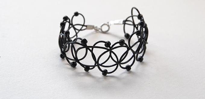 Pandahall DIY - Making a Cool Black Leather Cord Tattoo Bracelet with Seed Beads