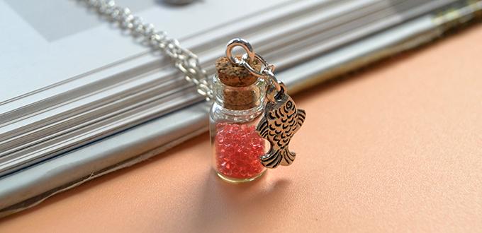 Easy DIY Project - How to Make a Jar Glass Bottle and Fish Pendant Necklace