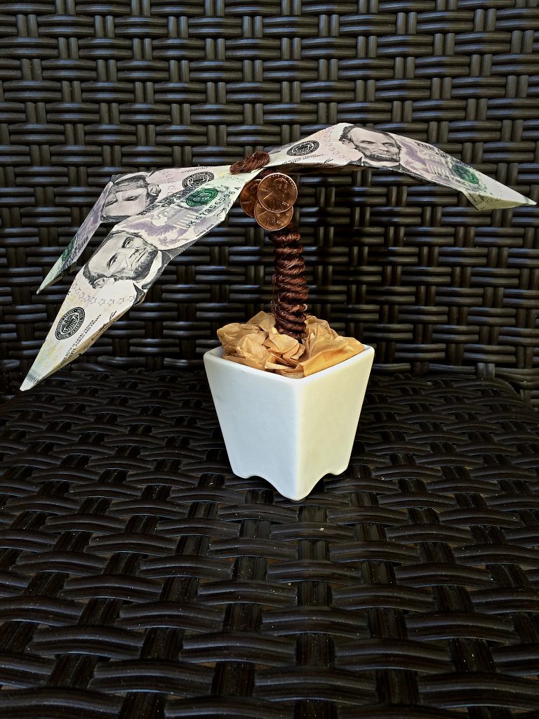 Origami Money Palm Tree, DIY teacher gifts, grad gift ideas