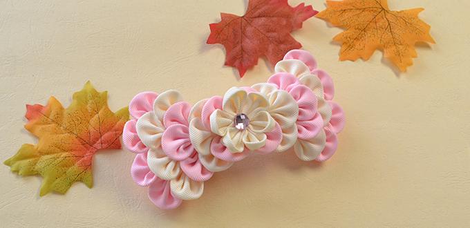 How to Make Easy Ribbon Petal Hair Clip with Rhinestone Cabochon