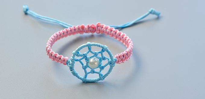 How to Make Simple Friendship Bracelet Decorated with Dream Catcher for Girls