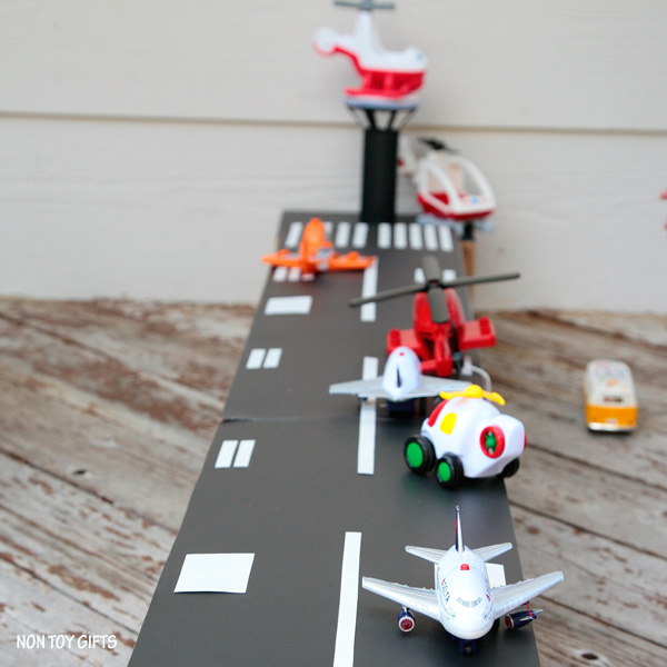 DIY cardboard airport toy to make for kids