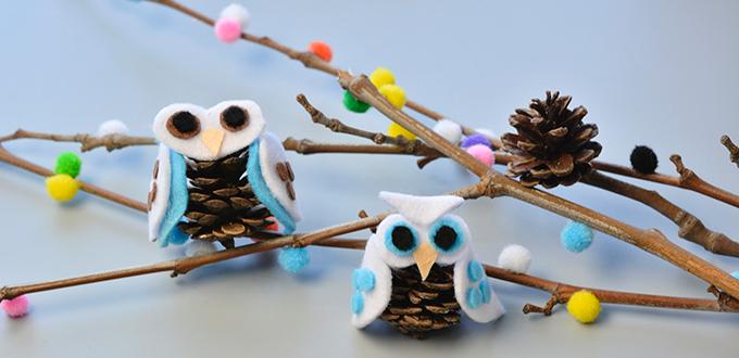 Pandahall Tutorial on How to Make Simple Felt Owl with Pine Cone for Kids