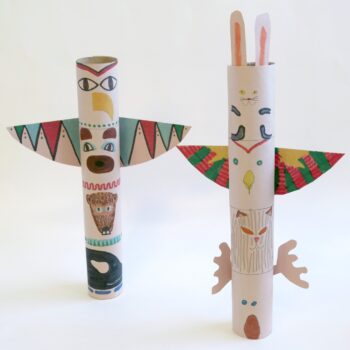 Cardboard Tube totem pole craft for kids