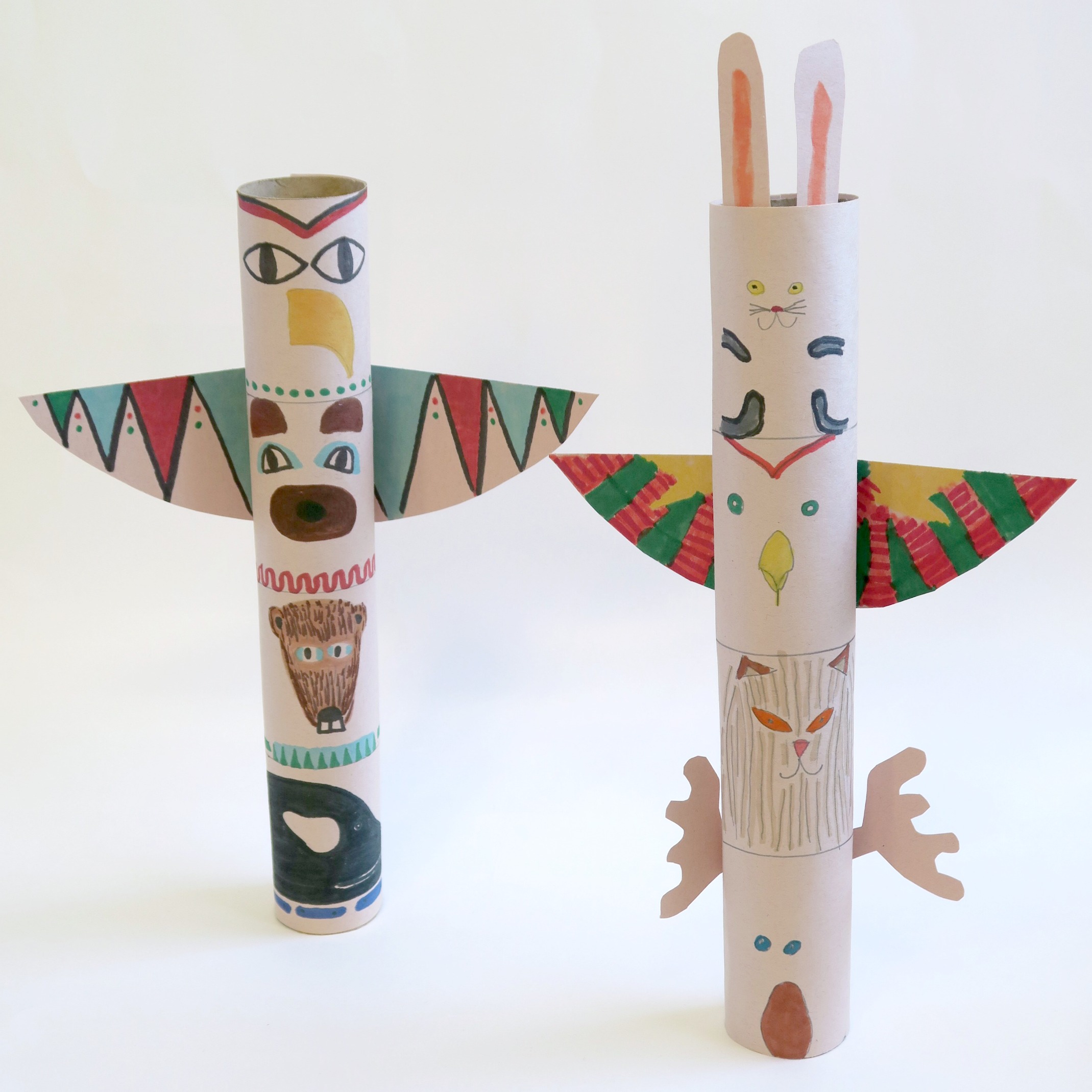 Cardboard Tube Totem Pole Craft | Fun Family Crafts