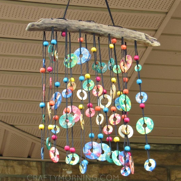 Use metal washers to make a beautiful wind chime.