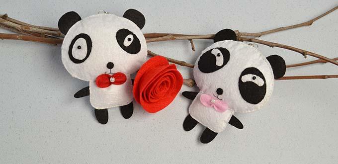 How to Make Handmade White and Black Felt Panda Hanging Ornaments