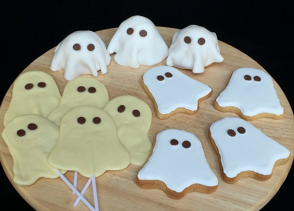 Ghost biscuits, cakes and lollies