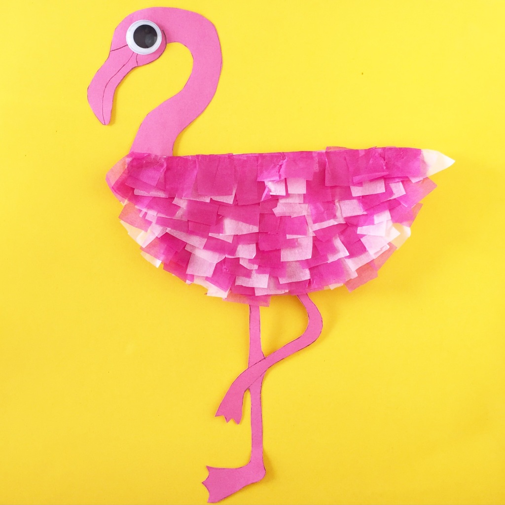 Make a fluffy paper plate flamingo!