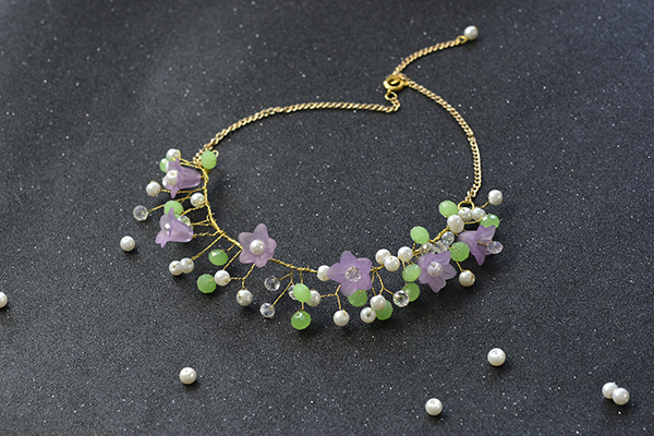 Pandahall Tutorial on How to Make a Fresh Wire Wrapped Beaded Flower Necklace