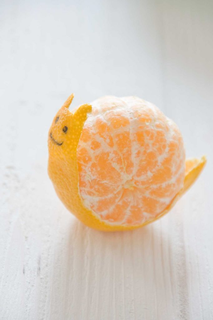 Turn a tangerine into a cute snail!