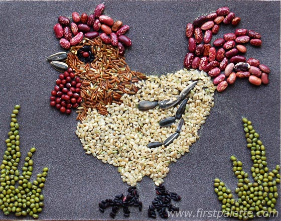 Rooster Seed Mosaic | Fun Family Crafts