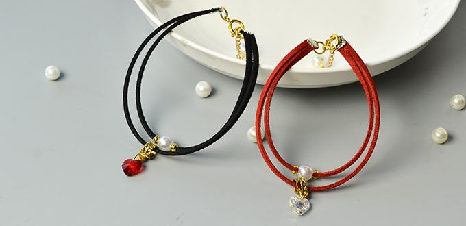 PandaHall Tutorial on Making Simple Couple Bracelets with Suede Cord and Heart Beads
