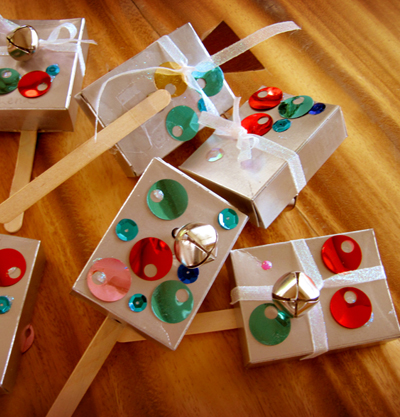 Use empty raisin boxes to make noisemakers for New Year's Eve.