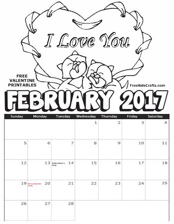 2017 Printable February Coloring Calendar | Fun Family Crafts