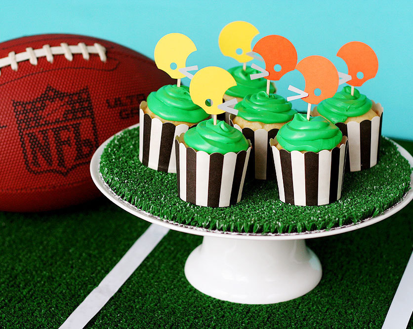 Super Bowl party helmet cupcake toppers