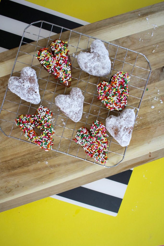 heart-shaped donuts made from refrigerated biscuits