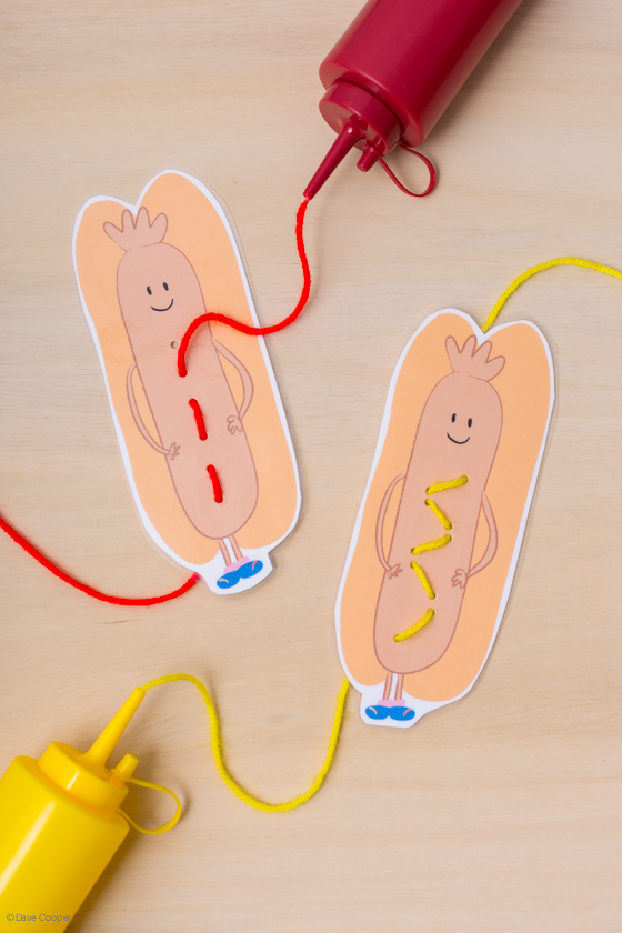 Printable Hot Dog Lacing Cards | Fun Family Crafts