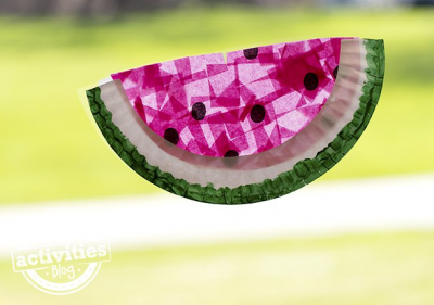 Paper Plate Watermelon Suncatcher | Fun Family Crafts