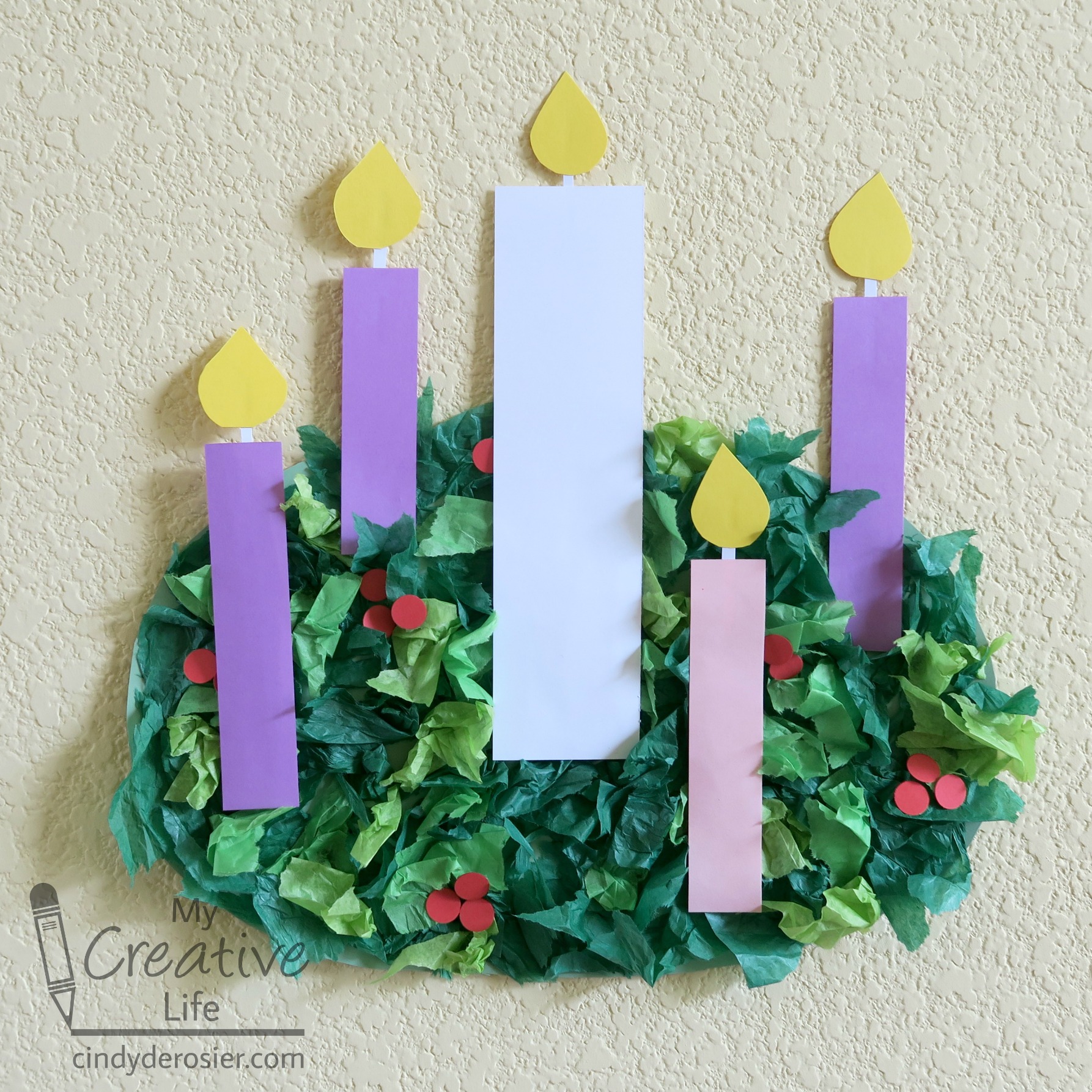 Tissue Paper Advent Wreath | Fun Family Crafts