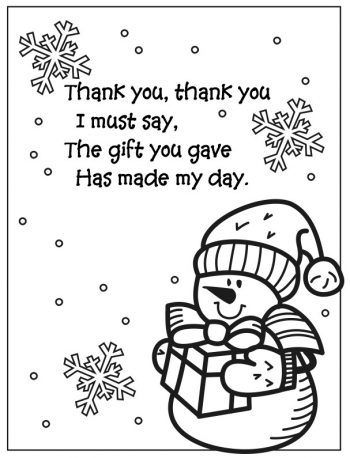 Snowman Coloring Page Thank You | Fun Family Crafts