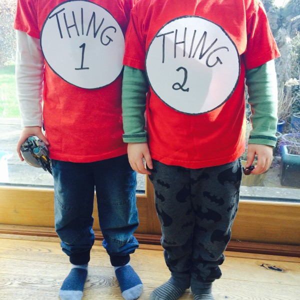 Thing 1 and Thing 2 Shirts: an easy Dr Seuss costume