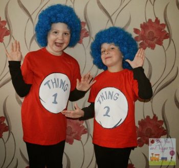 Thing 1 and Thing 2 Shirts: an easy Dr Seuss costume