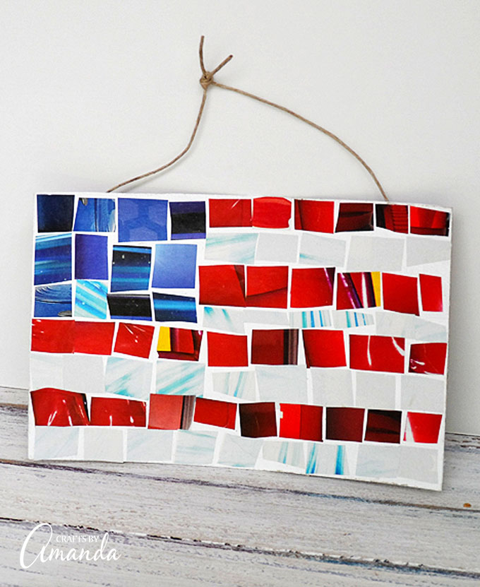 Magazine Mosaic Flag | Fun Family Crafts