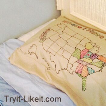 pillowcase map to show travels