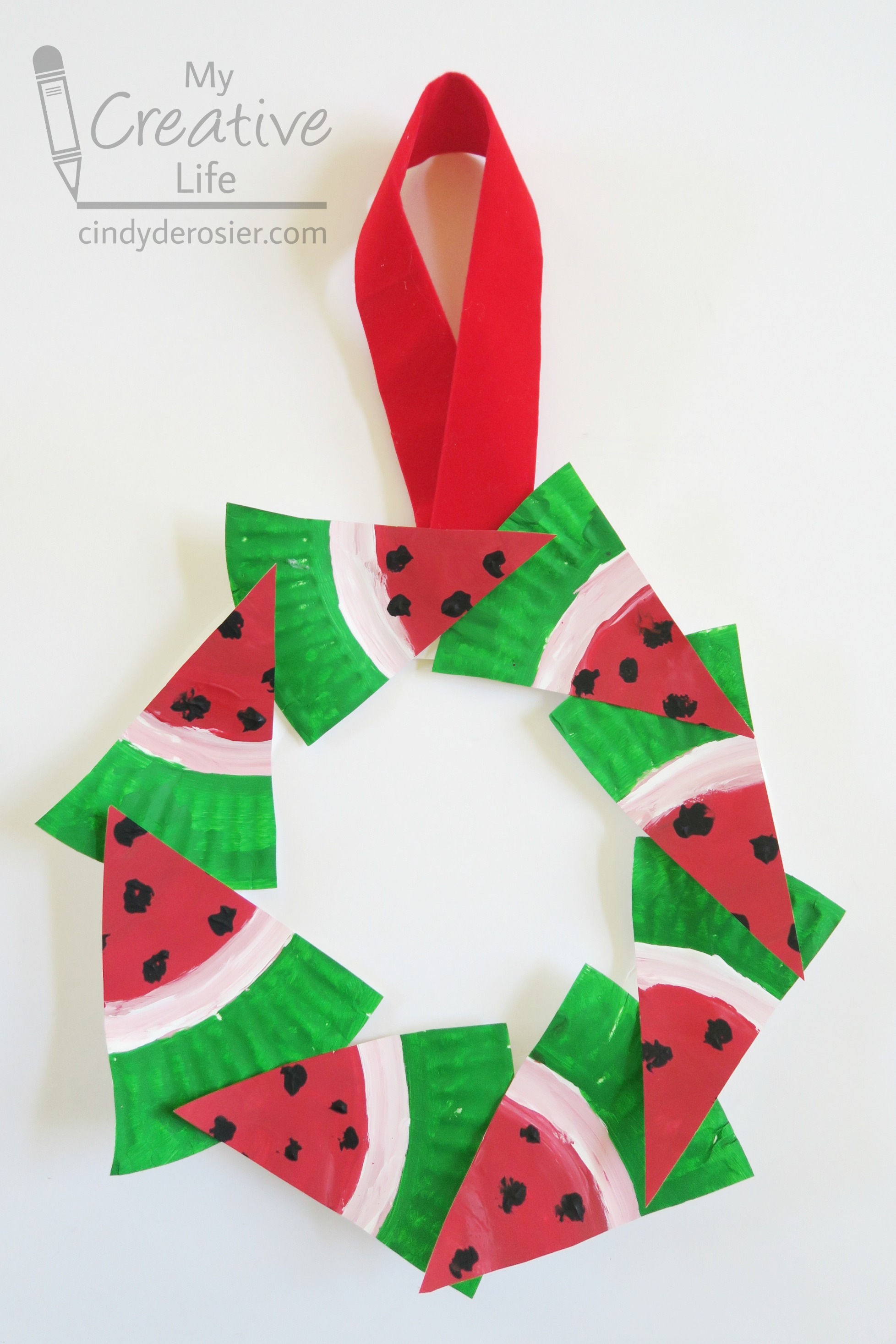 Fingerpaint Watermelon Paper Plate Wreath