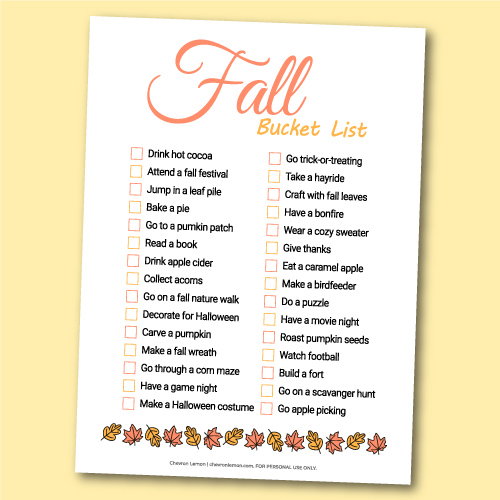 Printable Fall Bucket List | Fun Family Crafts