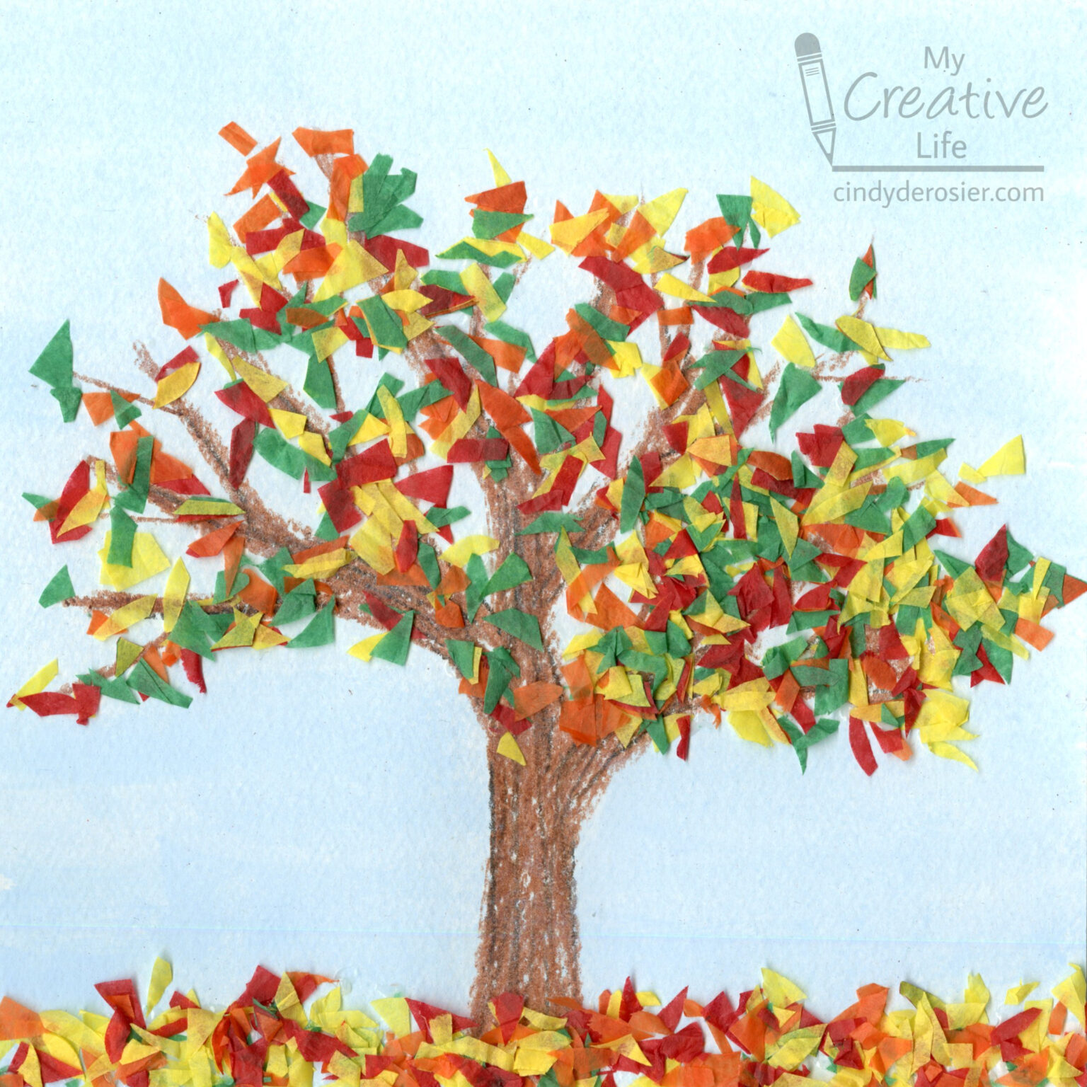 Fall Tree with Tissue Paper Leaves | Fun Family Crafts