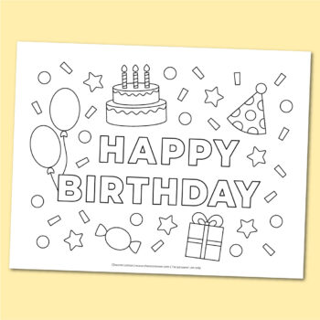 Happy Birthday Coloring Page | Fun Family Crafts