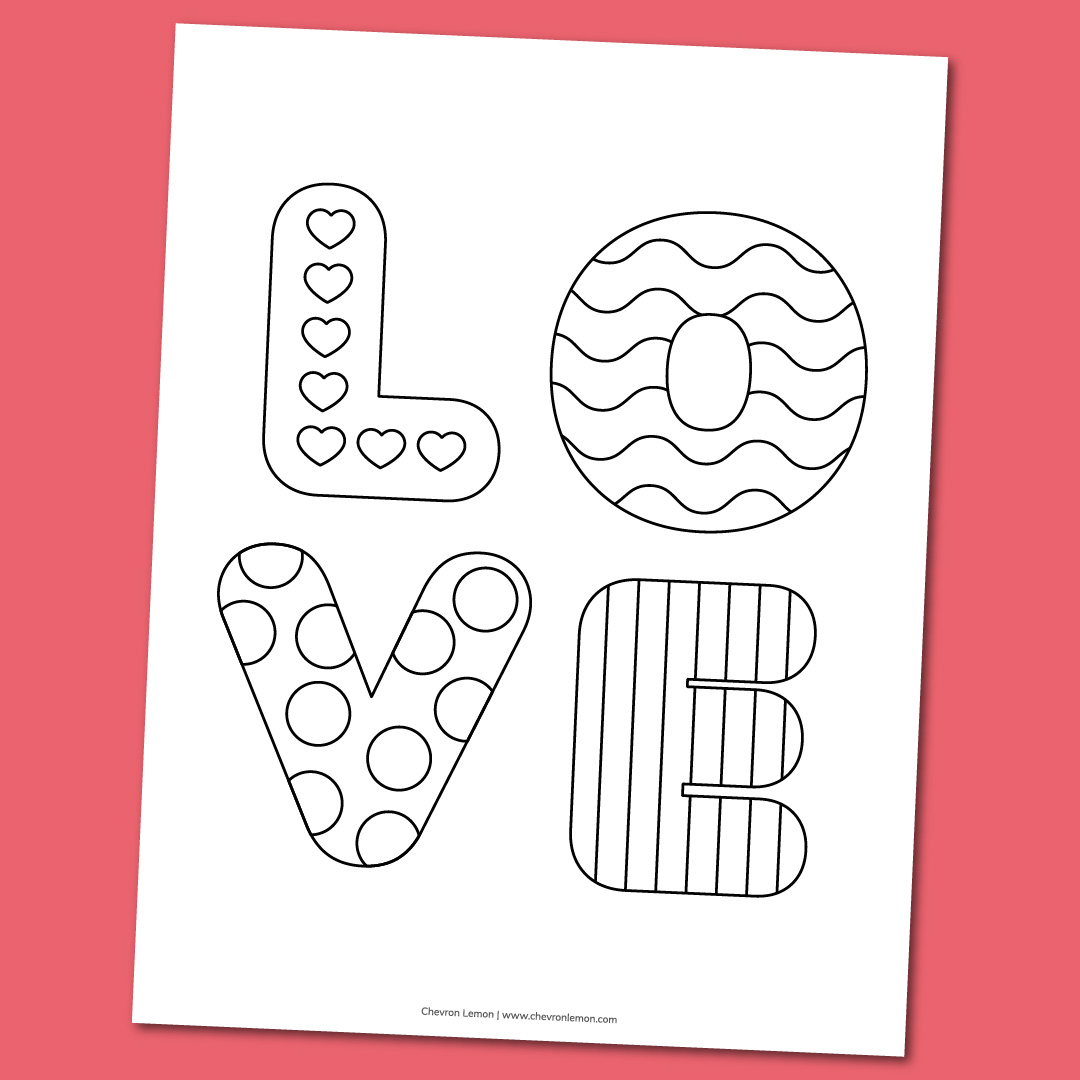 Printable Love Coloring Page Fun Family Crafts